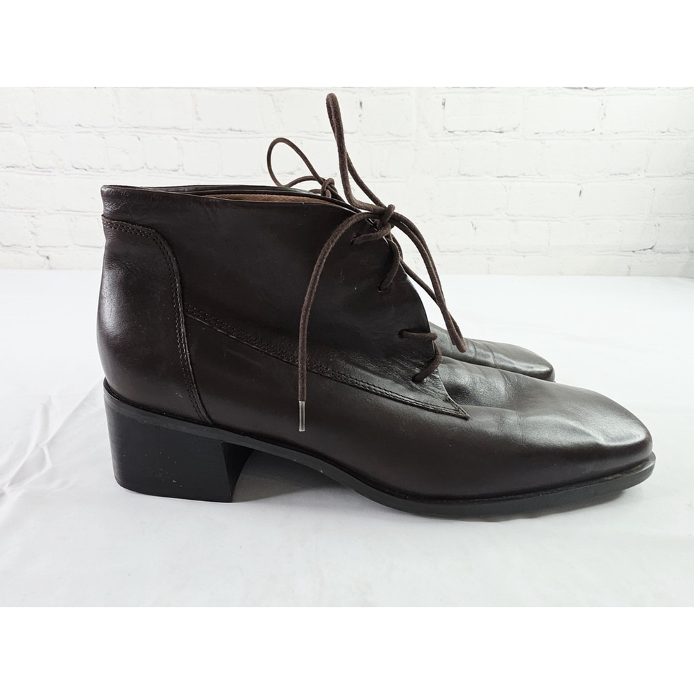 Vintage 90's Easy Sprit Brown Leather Lace Up Boot Chunky Heel Women's Size 10 B - Picture 1 of 8